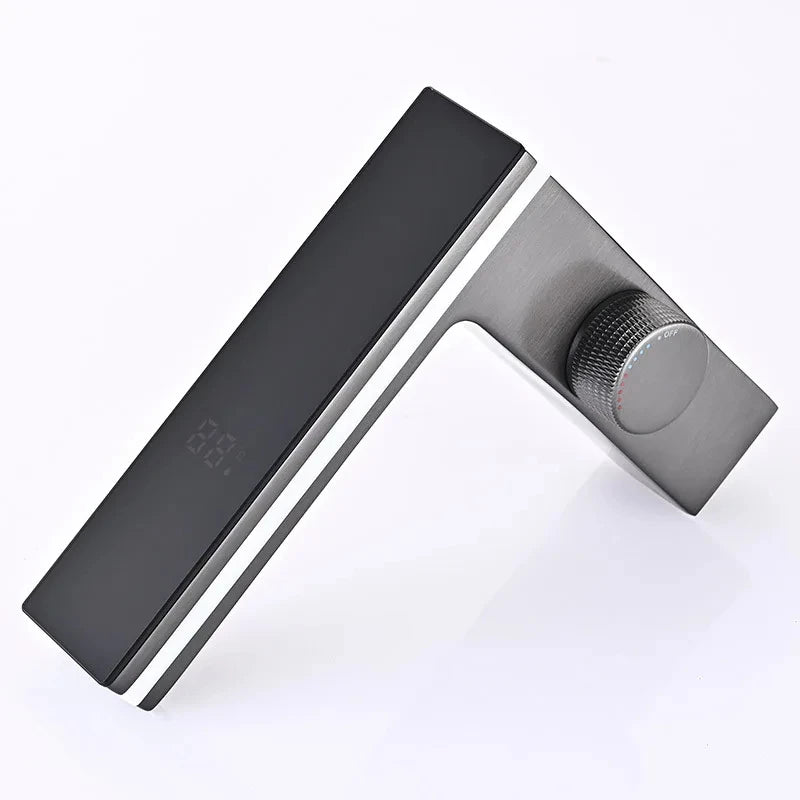 Grifo de lavabo con pantalla digital, LED inteligente, lavabo de latón para montaje en encimera, mezclador de agua fría y caliente Crane, grifo para tocador