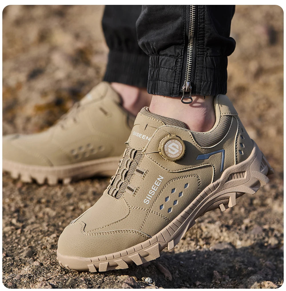 Botas de seguridad con puntera de acero para hombre - Calzado de trabajo resistente a perforaciones, antideslizante y duradero para la construcción y uso industrial en exteriores.