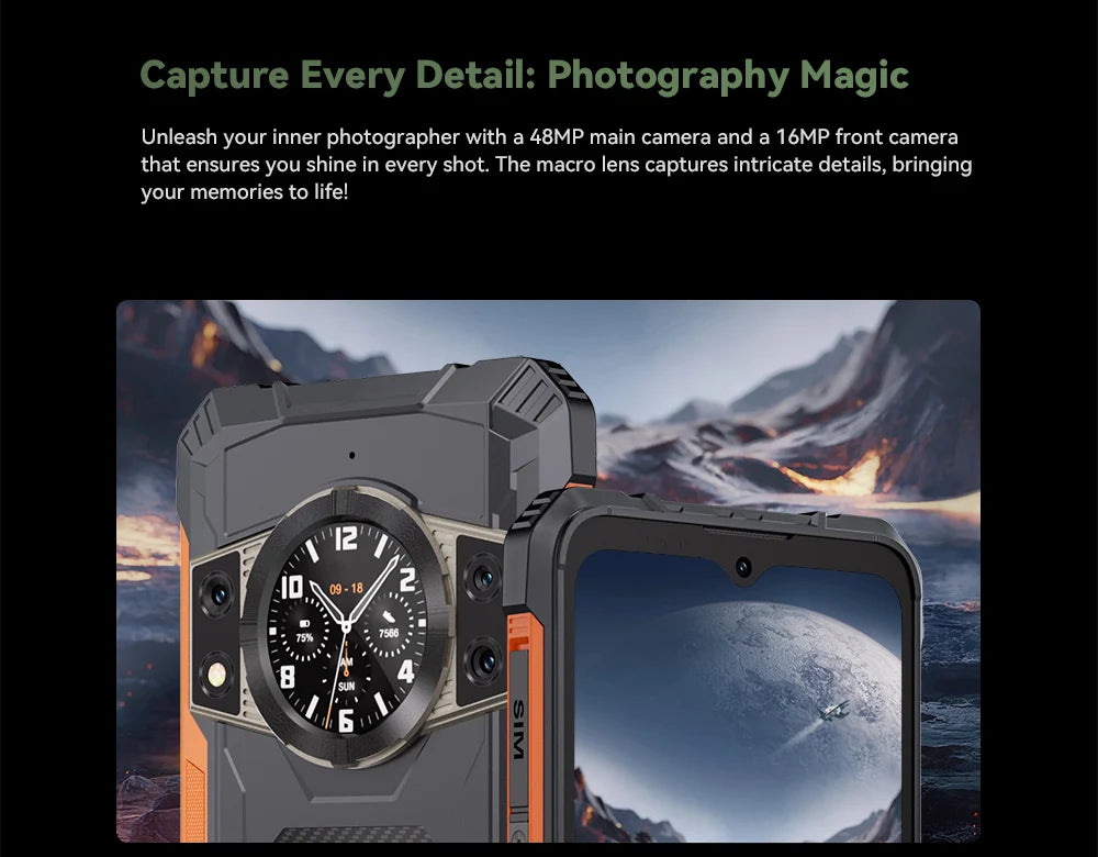 Cubot KingKong ACE 2, smartphone ultradelgado y resistente, Android 14, 16 GB de RAM (6 GB + 10 GB), + 128 GB de ROM, pantalla de 6,56" a 90 Hz, NFC.