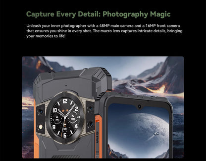 Cubot KingKong ACE 2, smartphone ultradelgado y resistente, Android 14, 16 GB de RAM (6 GB + 10 GB), + 128 GB de ROM, pantalla de 6,56" a 90 Hz, NFC.