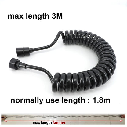 Accesorios de plomería negros de 1,5 m, 2 m y 3 m, manguera flexible de resorte para agua, manguera retráctil para línea telefónica, cabezal de ducha, para inodoro y bidé.