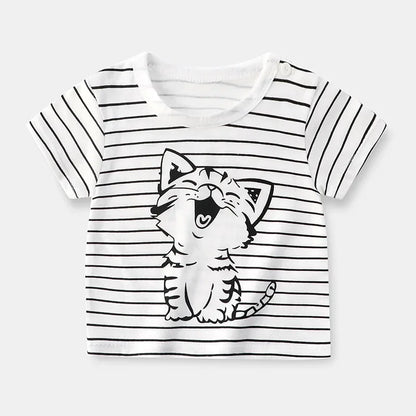 Ropa para niños, camisetas, ropa para niños, camisetas de verano para niños y niñas, camisetas de dibujos animados, ropa de manga corta, 100 % algodón, ropa para bebés