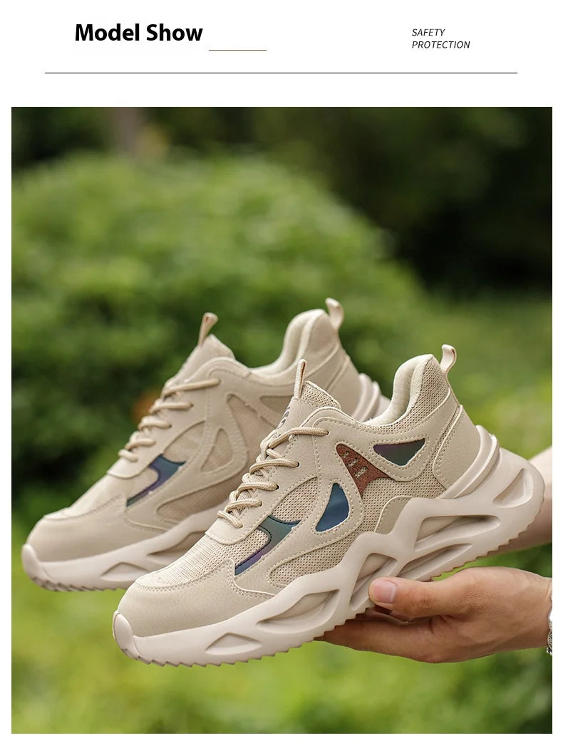 Zapatos de seguridad ligeros para hombre y mujer, zapatos de trabajo con puntera de acero, botas de trabajo, zapatillas deportivas transpirables para hombre y mujer, botas tácticas