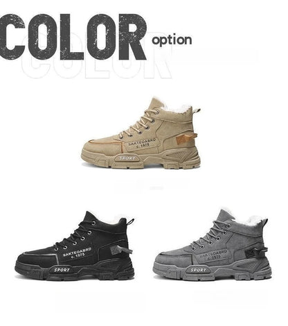 Nuevos zapatos de invierno de caña alta para hombre, botas de nieve para exteriores para hombre, zapatos de algodón con forro polar de moda, zapatos casuales cómodos de marca de tendencia.