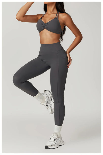 V-shaped Back Yoga Pants High Waist Leggings Gym Workout Tights Sport Women Fitness Female Legging Tummy Control Running Tights
