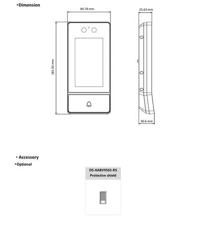 Estación de puerta IP Hikvision DS-KV9503-WBE1 con reconocimiento facial, Wi-Fi y alimentación PoE; Monitor inalámbrico para interiores DS-KH6350-WTE1.