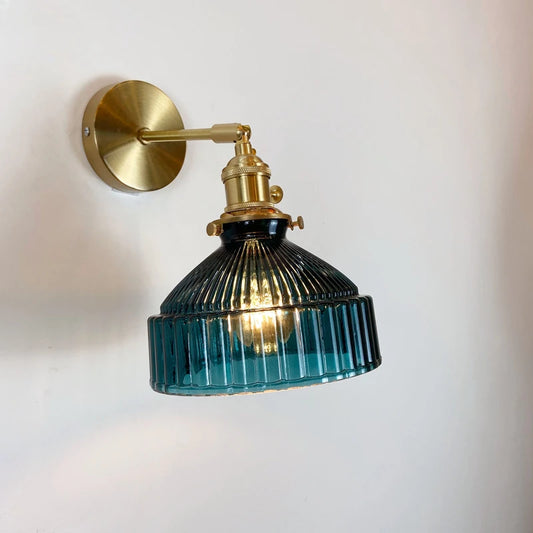 Iluminación para sala de estar, decoración de pared, personalidad nórdica, arte de vidrio verde, aire fresco transparente, espejo de pasillo, faro, faro para dormitorio