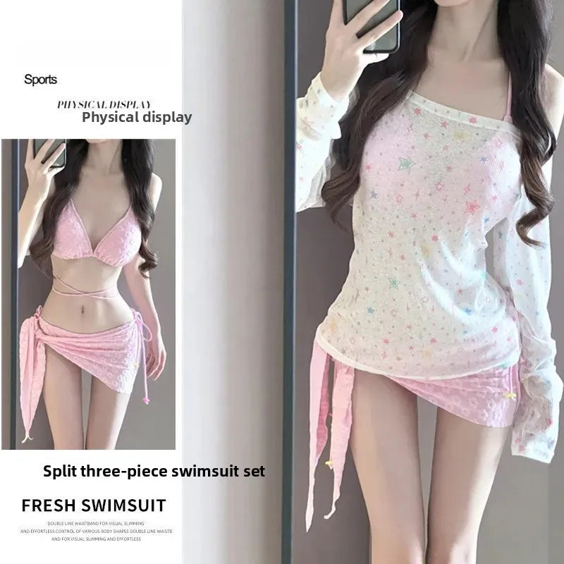 Conjunto de bikini sexy para mujer, traje de baño Pure Desire de cuatro piezas, traje de baño termal de spa para vacaciones