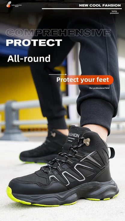 Botas de seguridad indestructibles para hombre, anti-aplastamiento, anti-perforación, para trabajos de construcción, con puntera de acero, botas de trabajo para hombre, calzado de seguridad laboral.