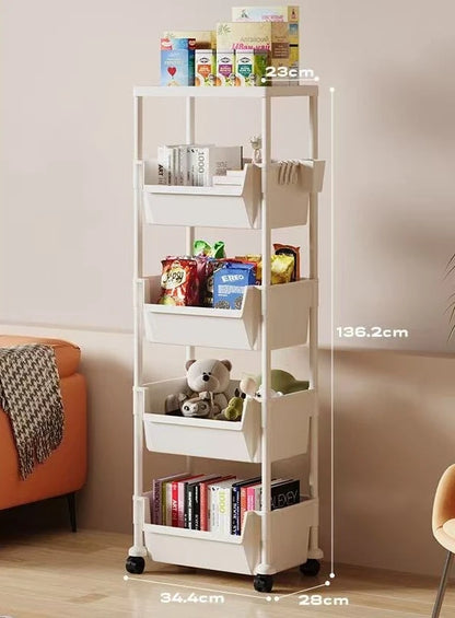 Estantería de libros multicapa con ruedas 2025, para cocina, con ranuras estrechas, para baño, sala de estar, organizador de espacios pequeños