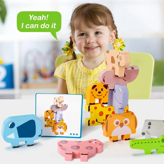 Juguetes Montessori para bebés, bloques de madera con forma de animales, juguetes para clasificar y apilar para niños de 2 a 4 años, regalos para niñas y niños, juguetes educativos para niños.