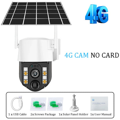 Cámara exterior 2K HD 5MP con batería integrada, alimentación solar, tarjeta SIM 4G, monitor de red, seguimiento automático, audio IP, cámara de videovigilancia PTZ V380