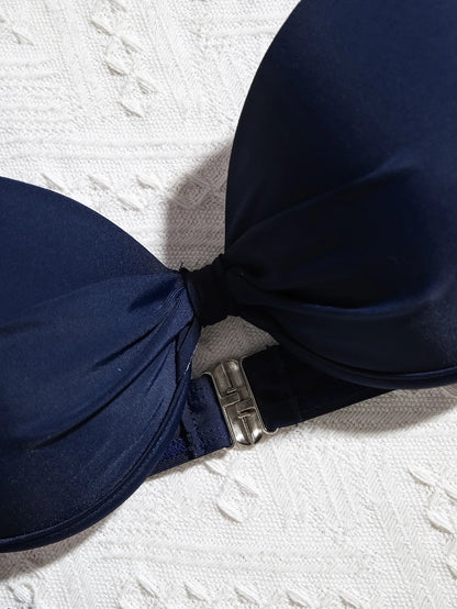 Conjunto de bikini de dos piezas con cuello halter para mujer, bañador sexy liso, push up ajustado, sin espalda, traje de baño de verano para playa, 2025