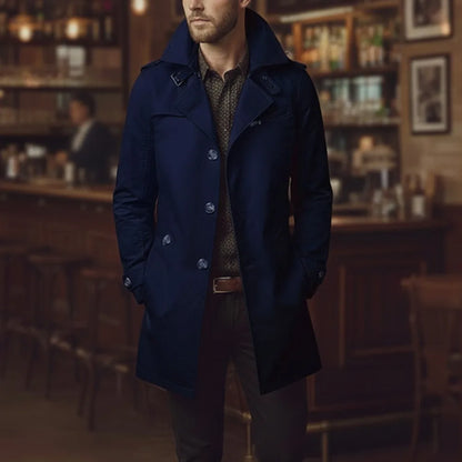 Chaqueta de algodón de hombre, entallada, con cuello de muesca y un solo botón, estilo gabardina, ideal para la oficina o para un look casual de negocios.