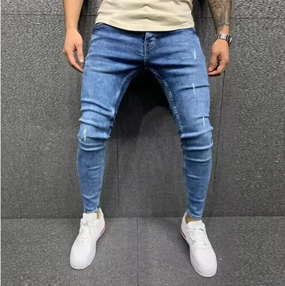 Pantalones vaqueros negros de hombre, corte ajustado, color gris, estilo casual, ajustados, estilo hip hop, urbano, de algodón.