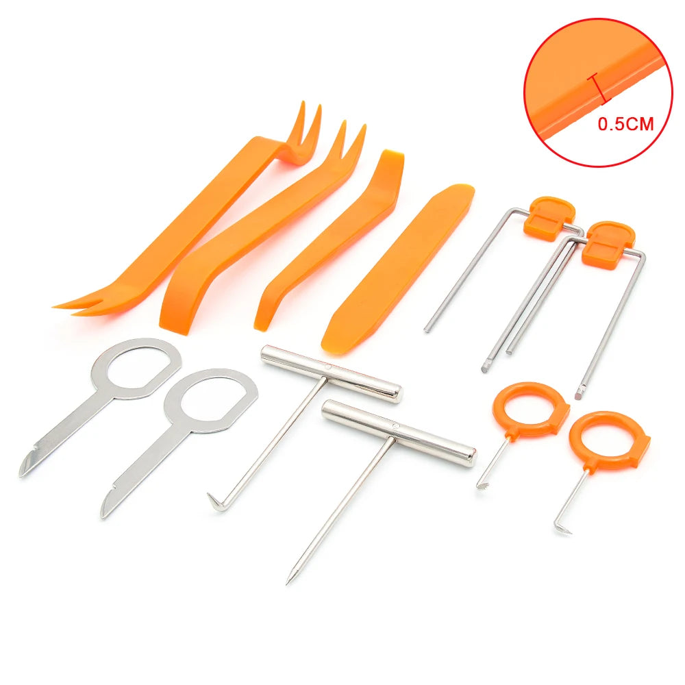 Kit de herramientas de desmontaje de 4/12 piezas para radio de coche, puerta, clip de 0,5 cm, panel embellecedor, tablero, instalación y extracción de audio, juego de palanca de reinstalación