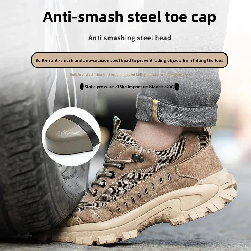 Spring New Men's Steel Toe Safety Shoes Breathable Work Shoes Anti Crush And Piercing High Temperature Resistant Wear Proof