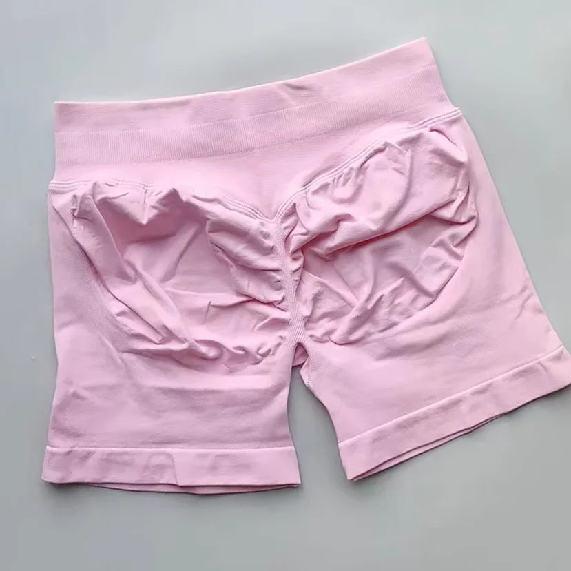 Pantalones cortos deportivos de impacto para mujer, cintura baja acanalada, sin costuras, ajustados, para entrenamiento, gimnasio, pantalones cortos elásticos para correr con cintura alta
