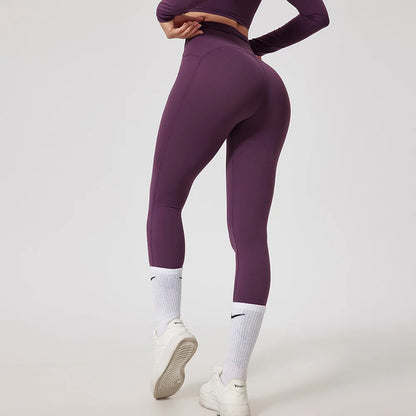 Conjunto de yoga para mujer: camiseta de manga larga, ropa deportiva, top corto, leggings de cintura alta y conjunto deportivo.