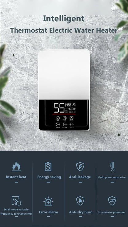 Calentador de agua eléctrico termostático DMWD de 7000 W con control remoto. Calentador instantáneo, resistente al agua y sin tanque, ideal para ducha o bañera.