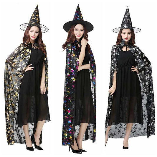 Masquerade Show Performance Costumes Halloween Cloak Sets Pumpkin Ghost Scary Costumes Bat Hat Cosplay Wizard Robe Adult