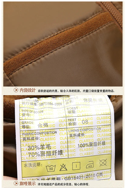 Abrigo de lana de doble cuello para hombre, elegante y moderno, ideal para otoño e invierno, estilo ejecutivo. Alta calidad. Abrigo de lana de moda para hombre de mediana edad.