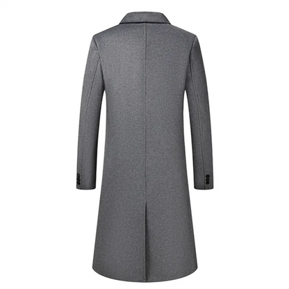 Autumn Winter Men's Long Wool Blends Coats England Style Solid Color Double Breasted Woolen Outerwear Men Smart Casual Trench