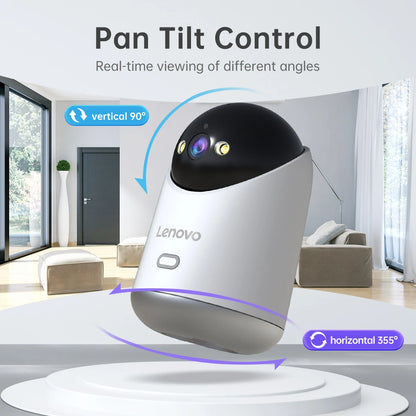Cámara WiFi Lenovo de 5 MP para interiores, cámara IP inteligente para el hogar, color, seguimiento automático, seguridad nocturna, CCTV, monitor para bebés