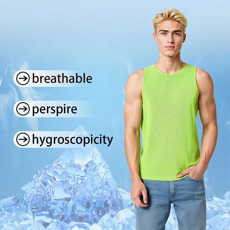 Chaleco deportivo, traje de entrenamiento sin mangas para correr, suelto, de secado rápido para hombres, top profesional transpirable y que absorbe el sudor