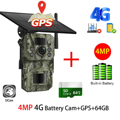 Cámara INQMEGA4G 2K 5MP con sensor de movimiento PIR, temporizador de disparo, visión nocturna, IP66, ideal para caza, senderismo, fauna silvestre, con batería y carga solar.