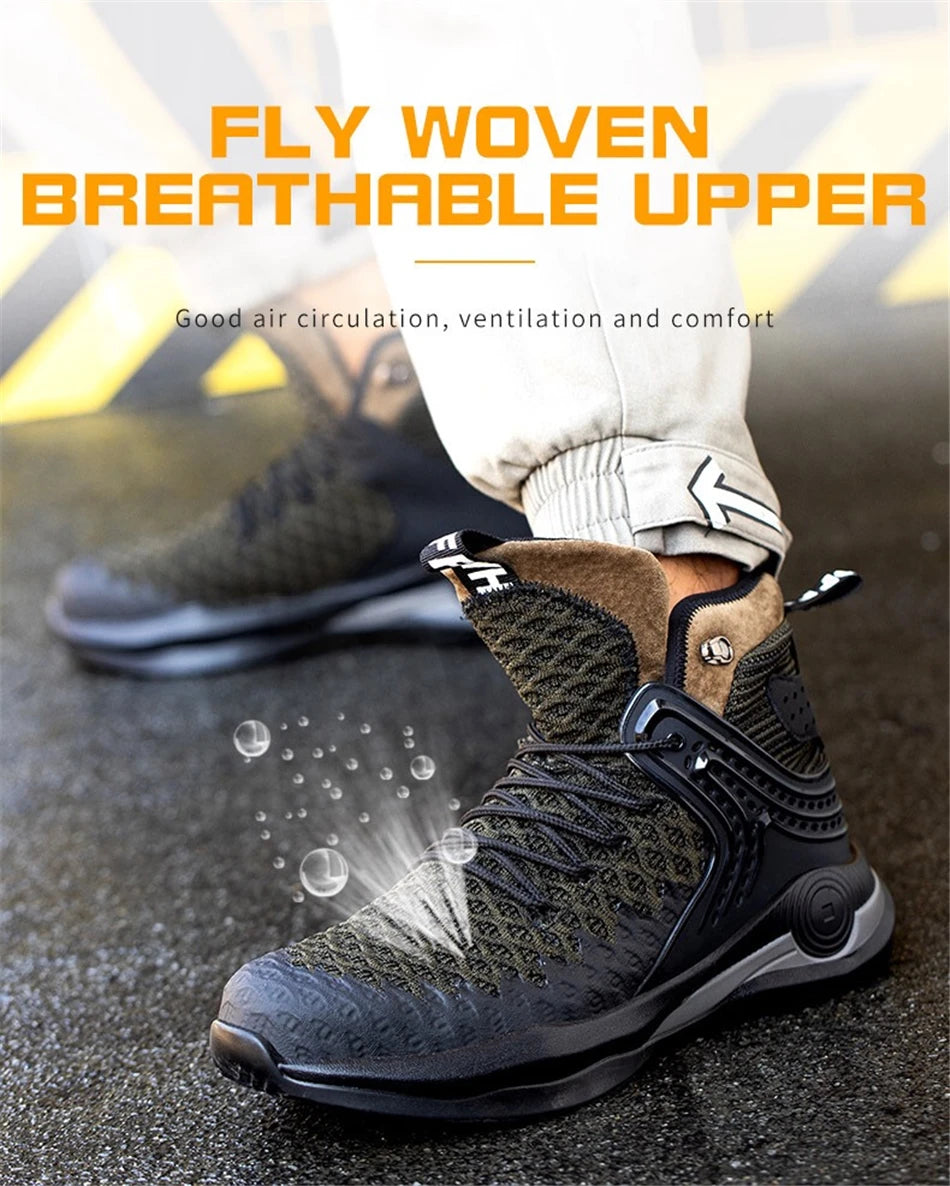 Botas de trabajo de seguridad para hombre con puntera de acero, nuevas, antiaplastamiento y antipinchazos. Calzado antideslizante para hombre, modelos para las cuatro estaciones.