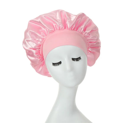 Gorro de dormir para mujer, gorro de seda satinado de doble capa, ajustable, para ducha, para cabello rizado, accesorios de peinado.