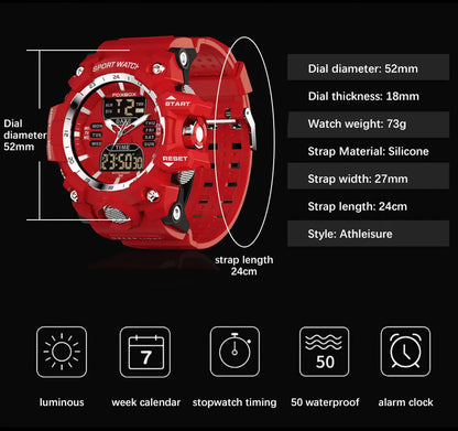 Relojes militares FOXBOX para hombre, LIGE, cronógrafo deportivo de lujo, alarma, reloj de pulsera impermeable, cuarzo, reloj grande digital para hombre.