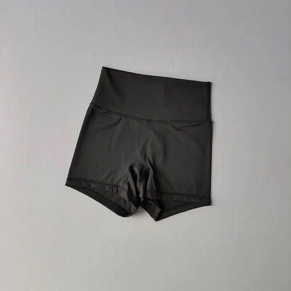 Pantalones cortos deportivos de yoga, ajustados, elásticos, de tres piezas, con cintura alta, realce de cadera y secado rápido.