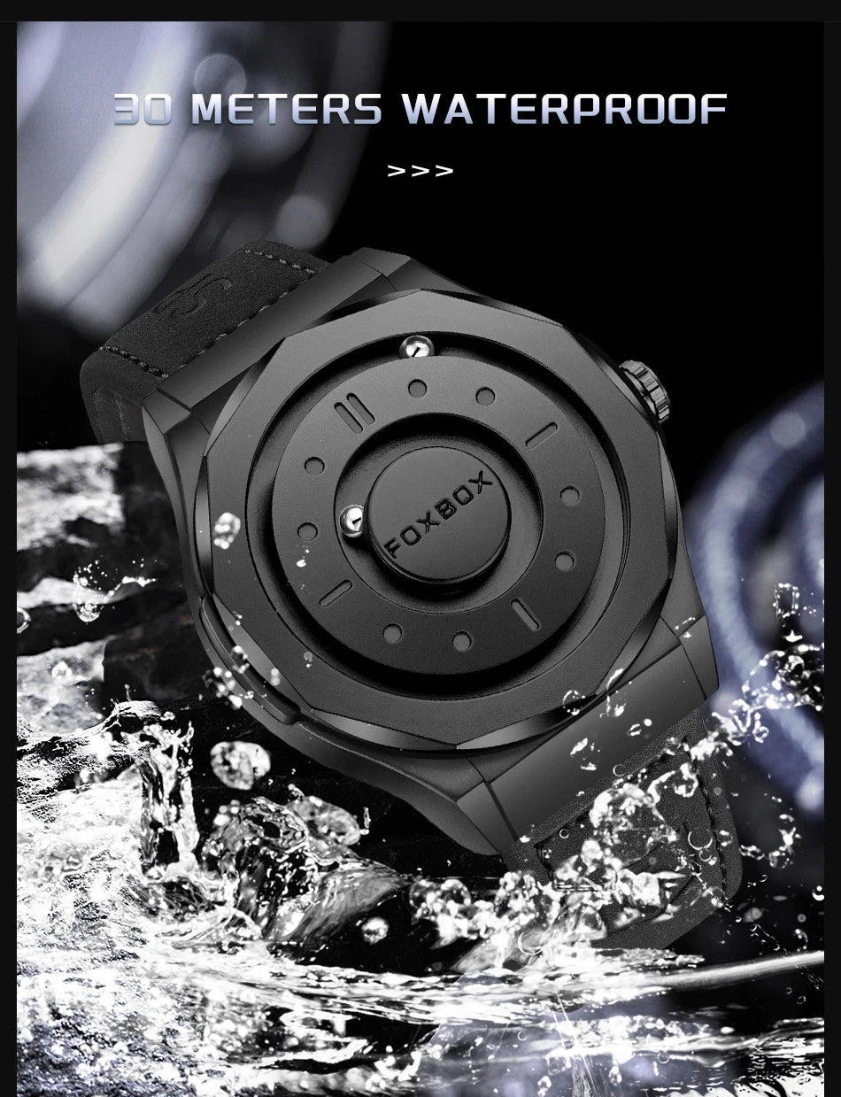 FOXBOX Reloj de negocios de lujo para hombre, resistente al agua hasta 30 m, diseño personalizado, correa de acero inoxidable, reloj de cuarzo para hombre, regalo de moda