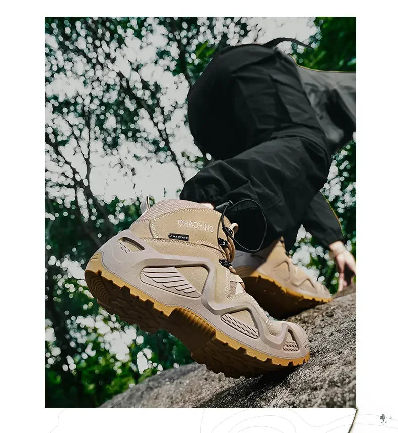 Botas tácticas para hombre con correas para entrenamiento de combate, impermeables, transpirables, ideales para senderismo y uso multifuncional en motocicleta.