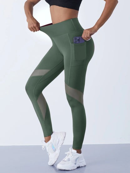 Women's Mesh Splicing Yoga Pants Shaping Leggings High Waist Tummy Control Lift Hips Running Workout Activewear Pants For Female