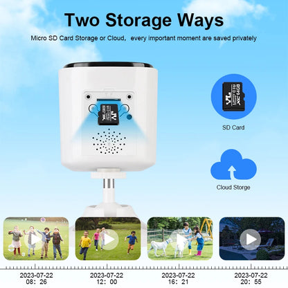 Cámaras de seguridad solares Vstarcam 2K inalámbricas para exteriores con batería, alarma de movimiento PIR, almacenamiento en la nube y audio bidireccional.