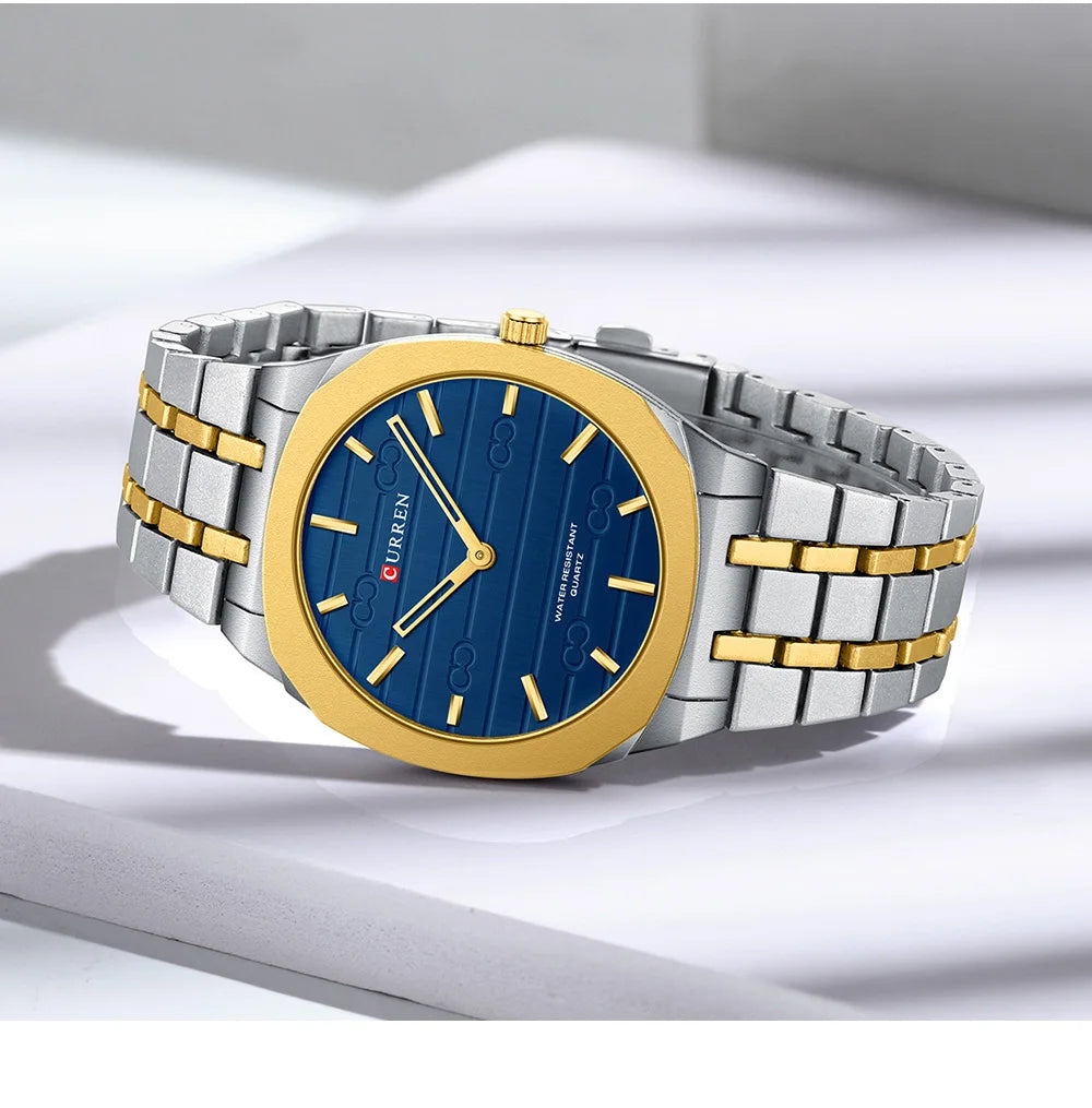 Reloj de cuarzo fino de la marca de moda CURREN, relojes de pulsera sencillos y personalizados con esfera de 38 mm resistente al agua