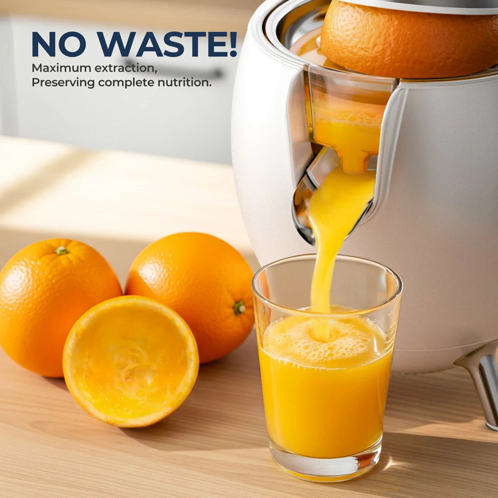 Exprimidor de cítricos, exprimidor eléctrico de naranja y limón de acero inoxidable de 850 W, exprimidor de núcleo duro, mango de aluminio fundido a presión