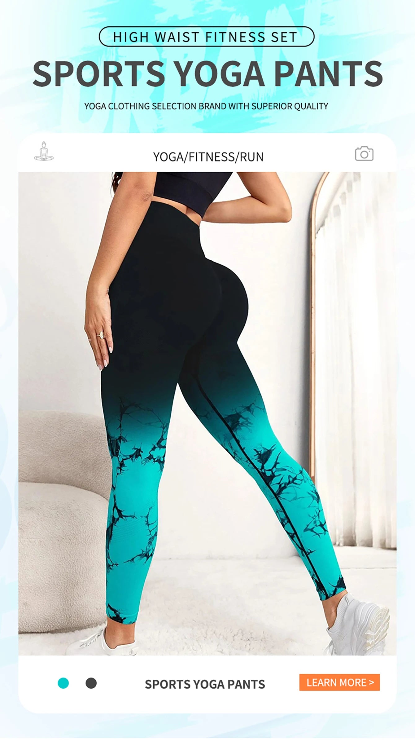 Pantalones de yoga con efecto tie-dye degradado, sin costuras, para mujer, para correr y hacer deporte, cintura alta y levantamiento de cadera, ropa de fitness elástica ajustada.