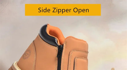 Zapatos de trabajo para hombre 2025, zapatos de seguridad impermeables, botas de cuero anti chispas, zapatos de soldador anti perforaciones y antideslizantes.
