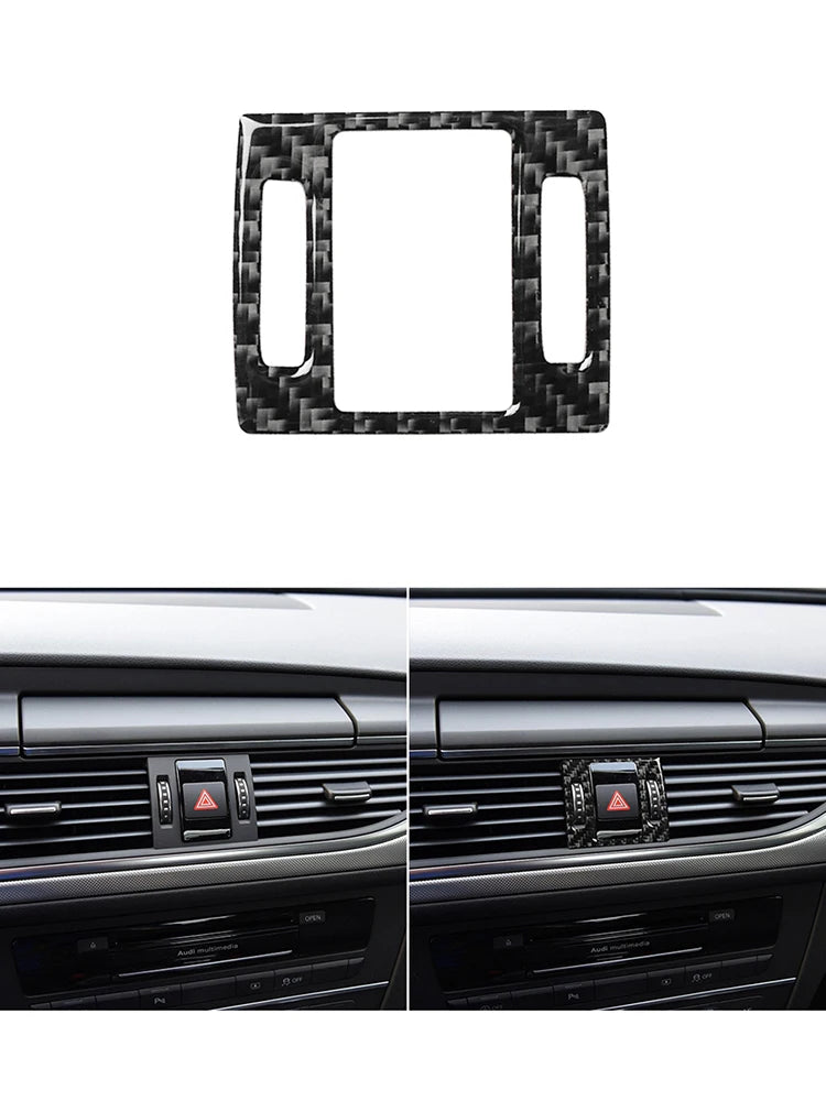 Accesorios decorativos para el interior del coche Audi A6 A7 2012 2013 2014 2015 2016 2017 2018, pegatinas negras de fibra de carbono, embellecedor de cubierta.
