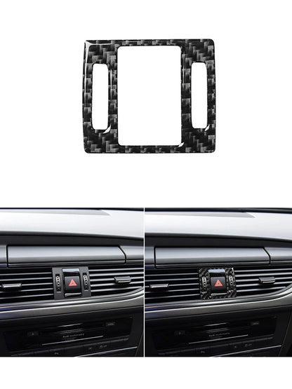 Accesorios decorativos para el interior del coche Audi A6 A7 2012 2013 2014 2015 2016 2017 2018, pegatinas negras de fibra de carbono, embellecedor de cubierta.