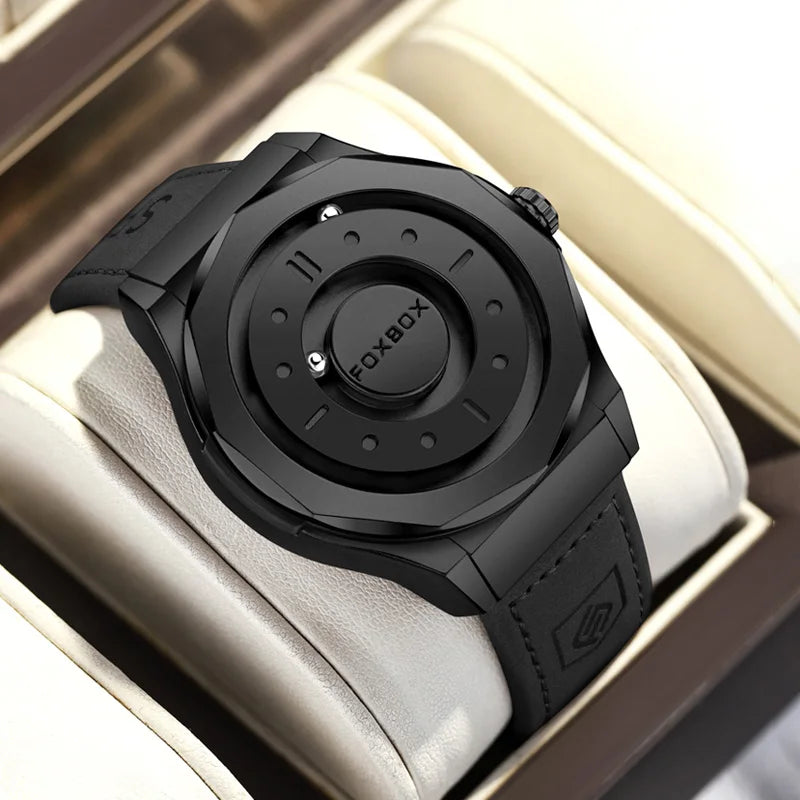 FOXBOX Reloj de negocios de lujo para hombre, resistente al agua hasta 30 m, diseño personalizado, correa de acero inoxidable, reloj de cuarzo para hombre, regalo de moda