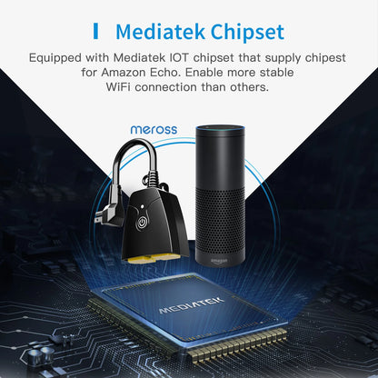 Enchufe inteligente para exteriores Meross HomeKit US con WiFi, 2 tomas de corriente con conexión a tierra, función de temporizador, compatible con Alexa, Google SmartThings