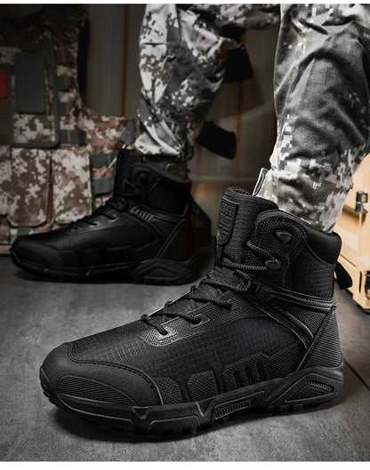 2024Men's Boots Outdoor Tactical mid-waist Boot Men's Hiking Shoes Non-slip Desert Combat Boots Men's Solid Color Snow Boots New