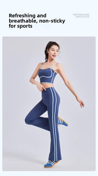 Nuevo traje deportivo para mujer, con efecto push-up, chaleco con tirantes ajustables, cintura alta, micropantalón y traje de yoga de alta elasticidad.