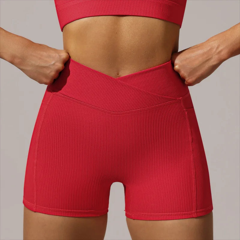 Conjunto de yoga y fitness para mujer, sujetador deportivo con cintura cruzada, mallas y pantalones cortos, ropa deportiva para mujer, conjuntos de entrenamiento, ropa para correr, fitness y gimnasio.