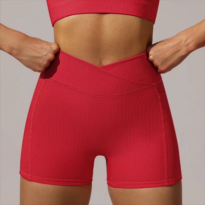 Conjunto de yoga y fitness para mujer, sujetador deportivo con cintura cruzada, mallas y pantalones cortos, ropa deportiva para mujer, conjuntos de entrenamiento, ropa para correr, fitness y gimnasio.